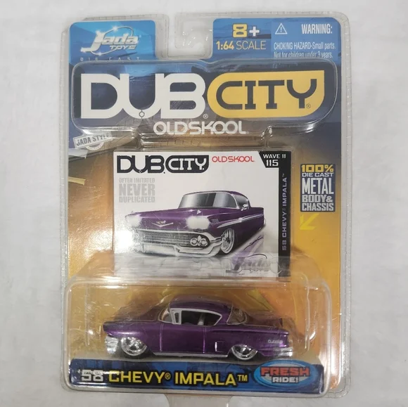 Dub City Oldskool Die-Cast Cars - Purple Chevy & Orange Pontiac - Picture 3 of 5